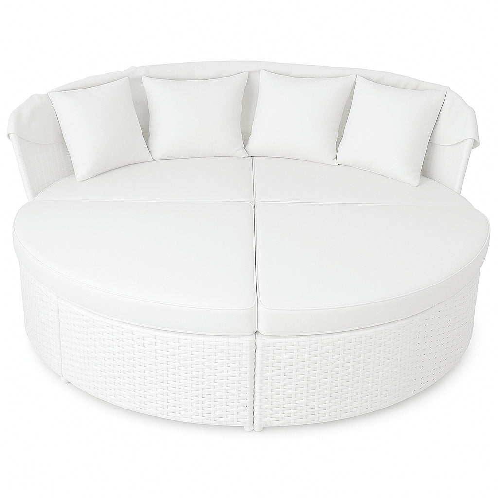 POHJOLA GARDEN Polyrottinki Aurinkovuode / Aurinkosänky 200 cm, Valkoinen / beige