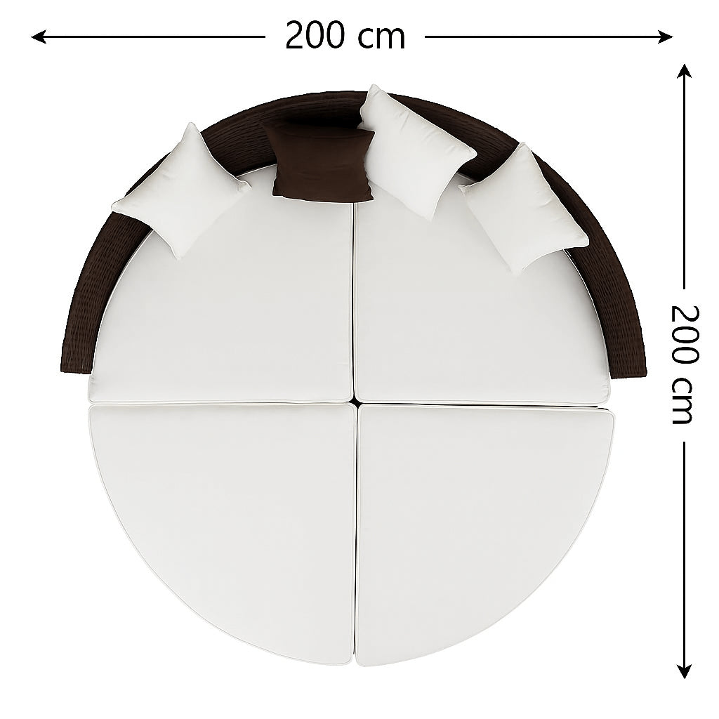 POHJOLA GARDEN Polyrottinki Aurinkovuode / Aurinkosänky 200 cm, Valkoinen / harmaa