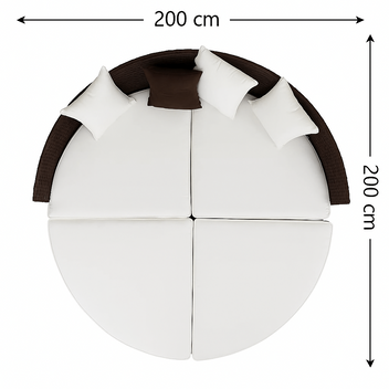 Solstol 200 cm – 3-delad, polyrotting, 8 cm stoppning, svart/grå