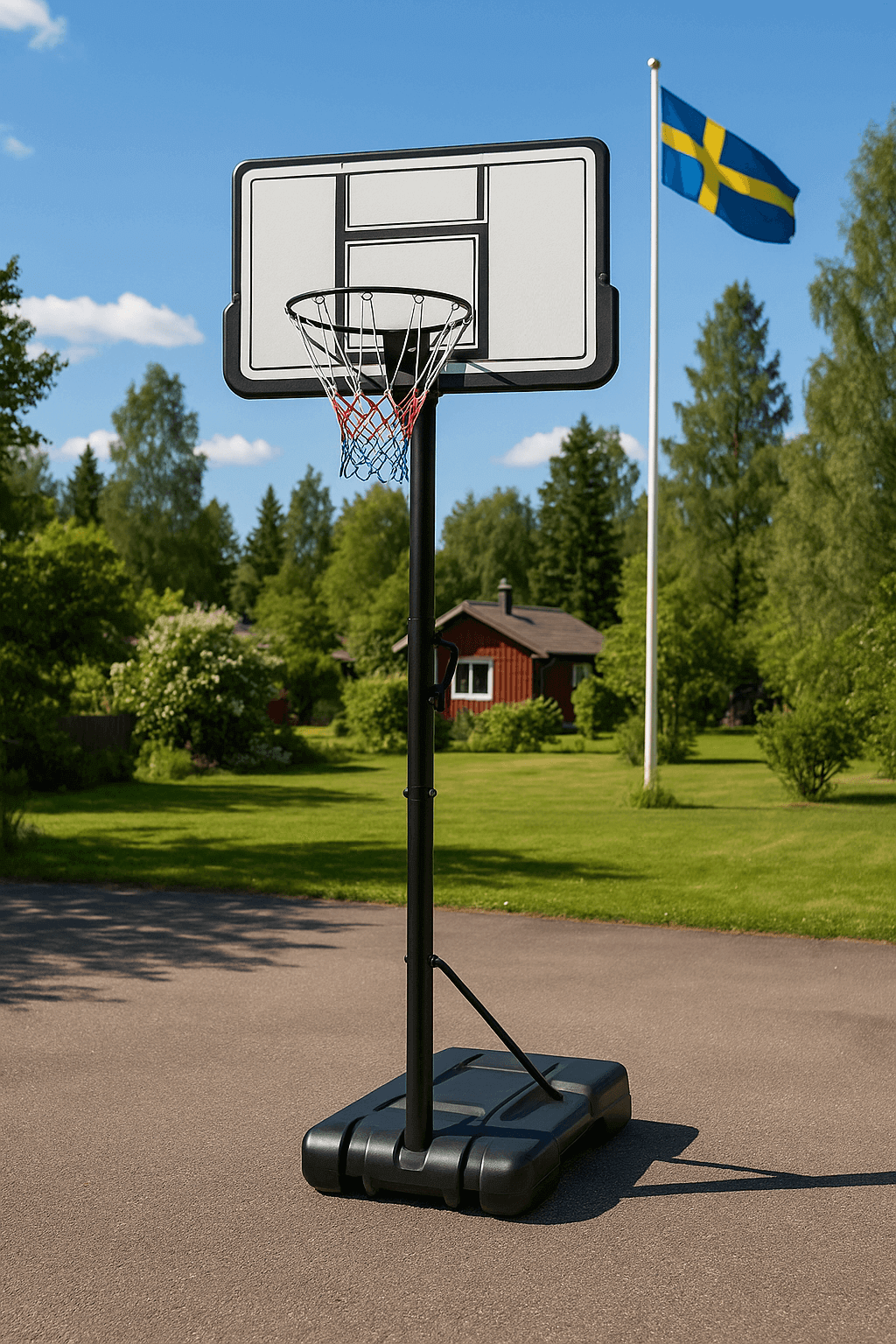 Basketkorg 2,30–3,05 m – manuell höjdjustering, 45 cm ring, 110 x 75 cm bakplatta