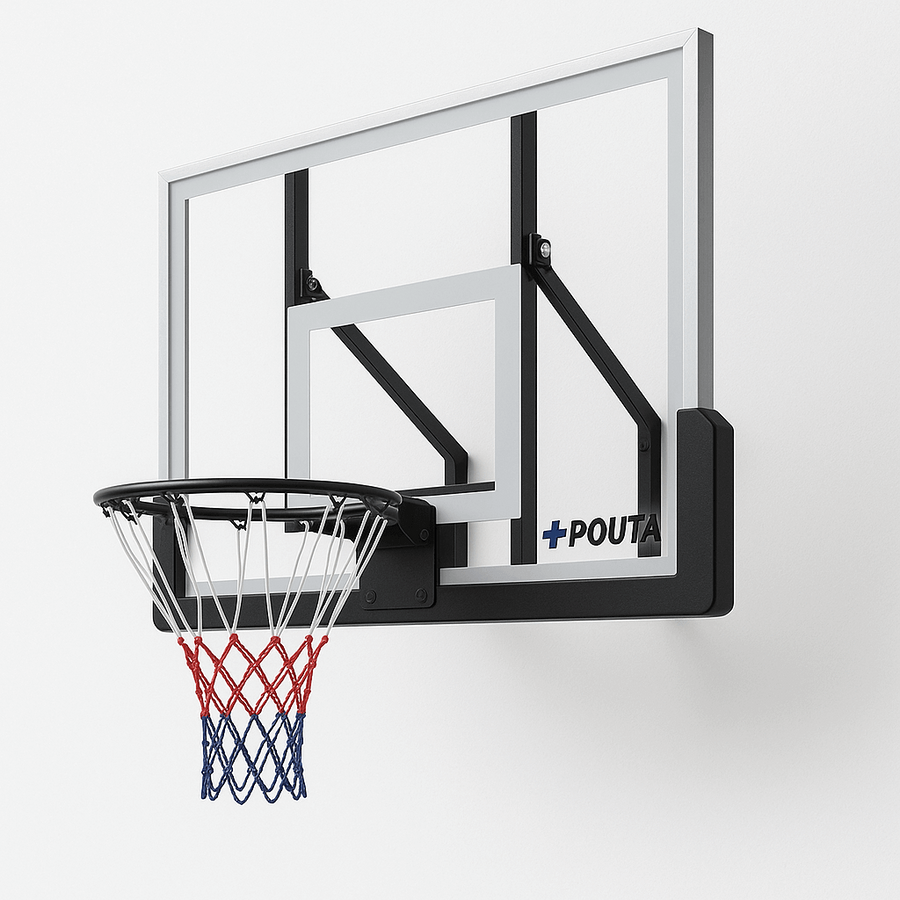 Basketkorg och bakplatta 122 x 82 cm – 45 cm stålring, PC-platta, svart