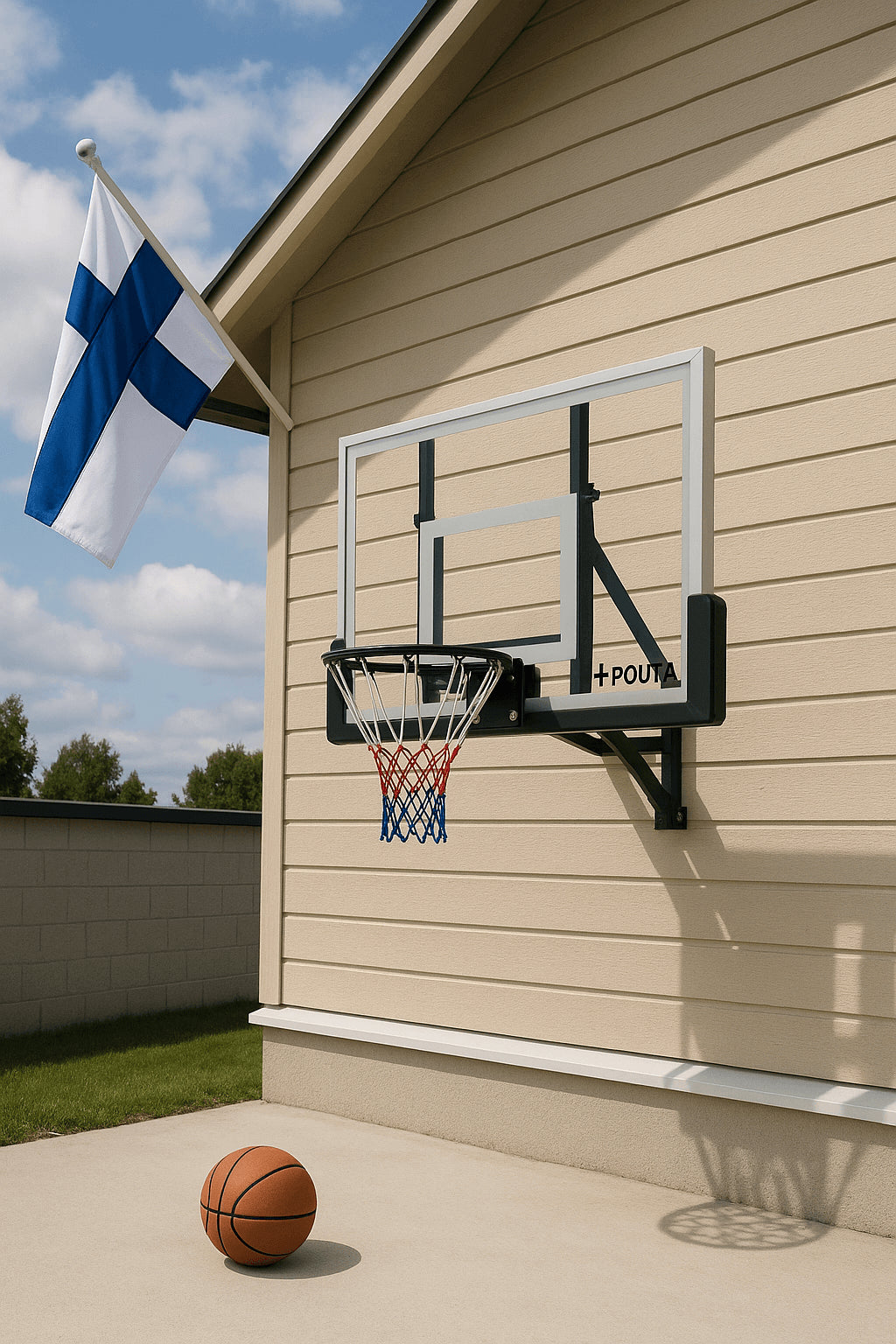 POHJOLAN URHEILUTARVIKE Koripallokori Ja Taustalevy 122 x 82cm, Musta