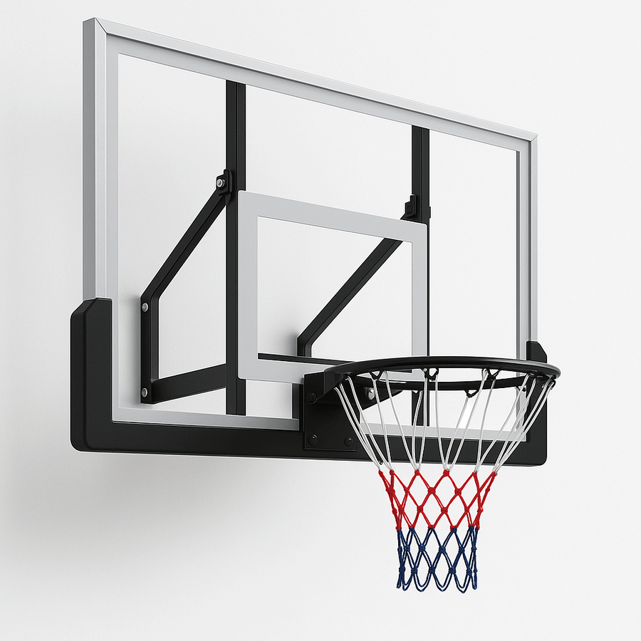 Basketkorg och bakplatta 122 x 82 cm – 45 cm stålring, PC-platta, svart