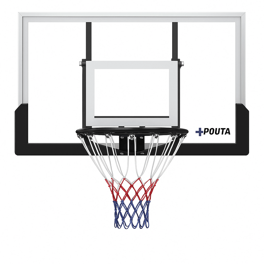 Basketkorg och bakplatta 122 x 82 cm – 45 cm stålring, PC-platta, svart
