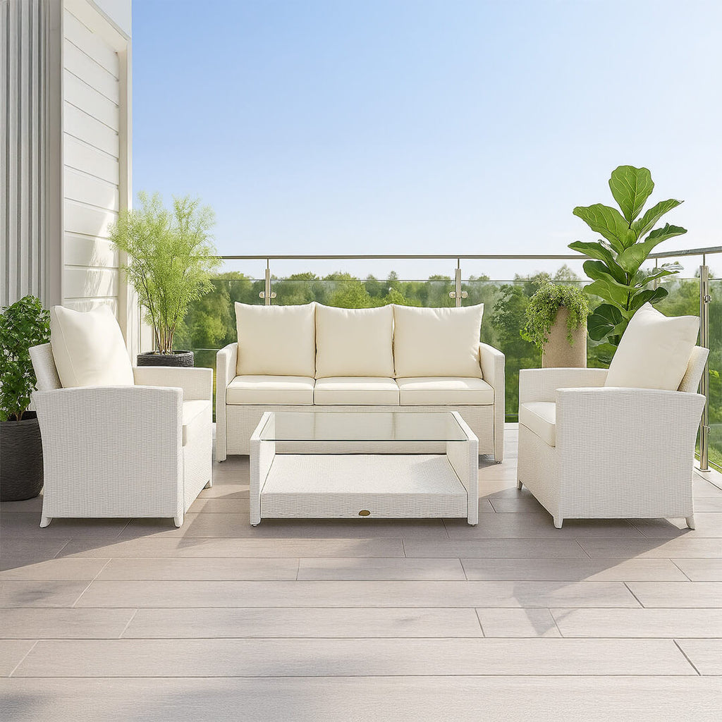POHJOLA GARDEN Polyrottinki Sohvaryhmä 4-osainen, Valkoinen/beige, MATLEENA