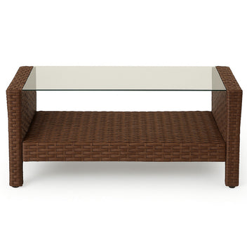 Sohvaryhmä 4-osainen 5 hengelle – polyrottinki, 6 cm pehmusteet, pöytä 90 x 50 cm