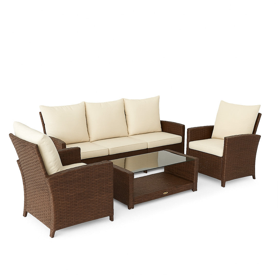 POHJOLA GARDEN Polyrottinki Sohvaryhmä 4-osainen, Ruskea/beige, MATLEENA