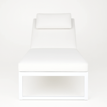 Solstol 200 cm – justerbart ryggstöd, 10 cm stoppning, stålram, vit/beige