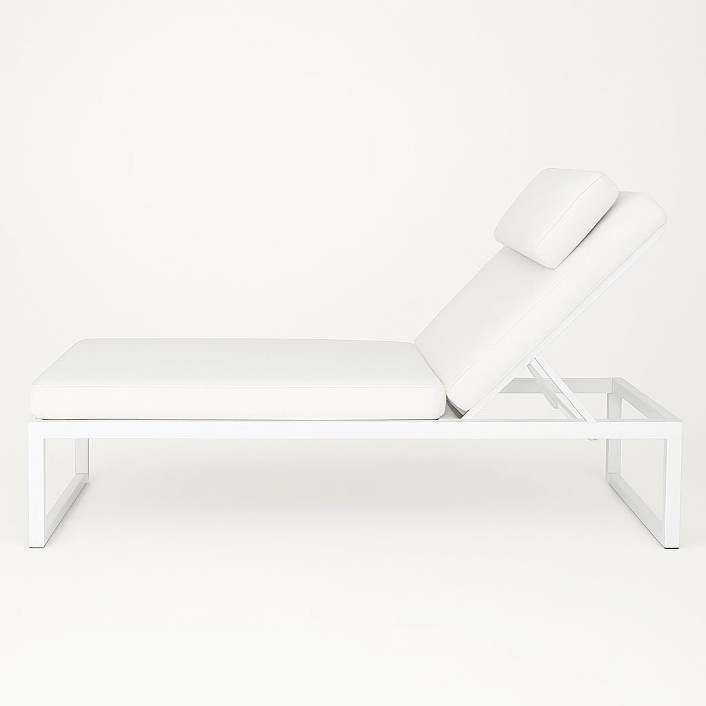 POHJOLA GARDEN Aurinkotuoli Säädettävällä Selkänojalla 200 cm, Valkoinen, ILONA