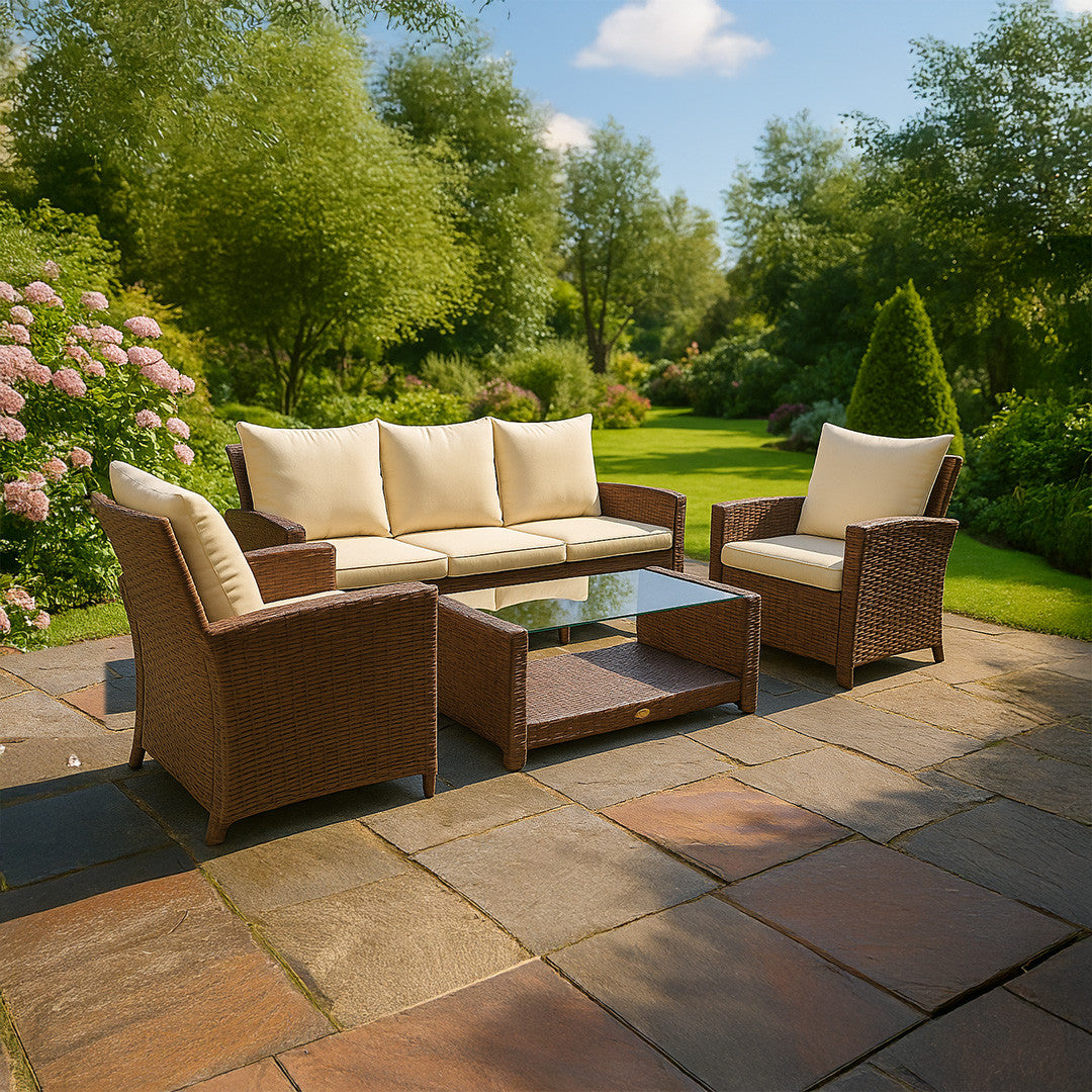 POHJOLA GARDEN Polyrottinki Sohvaryhmä 4-osainen, Ruskea/beige, MATLEENA