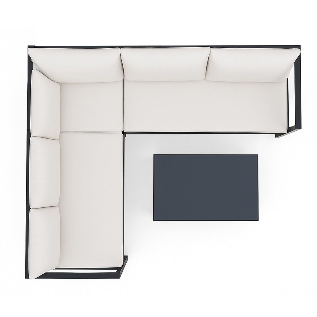 POHJOLA GARDEN Metalli Kulmasohvaryhmä ja Puutarhapöytä Ulos, Valkoinen/ Beige, MARIA