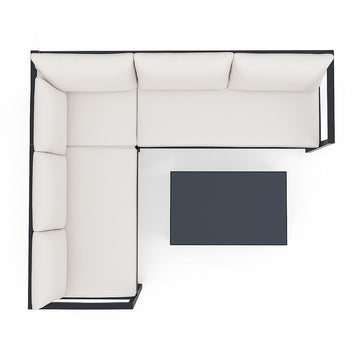 Hörnsofagrupp för 6 personer – bord 88 x 66 cm, 8 cm stoppning, stålram
