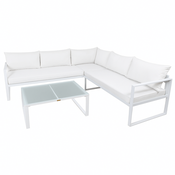 Hörnsofagrupp för 6 personer – bord 88 x 66 cm, 8 cm stoppning, stålram