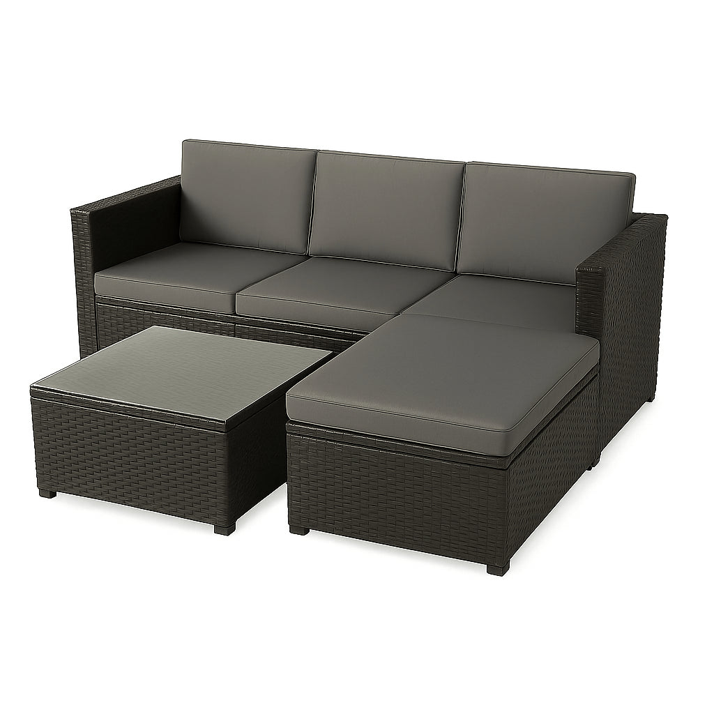 POHJOLA GARDEN Polyrottinkinen Ulkosohva EEVI, Musta / Harmaa