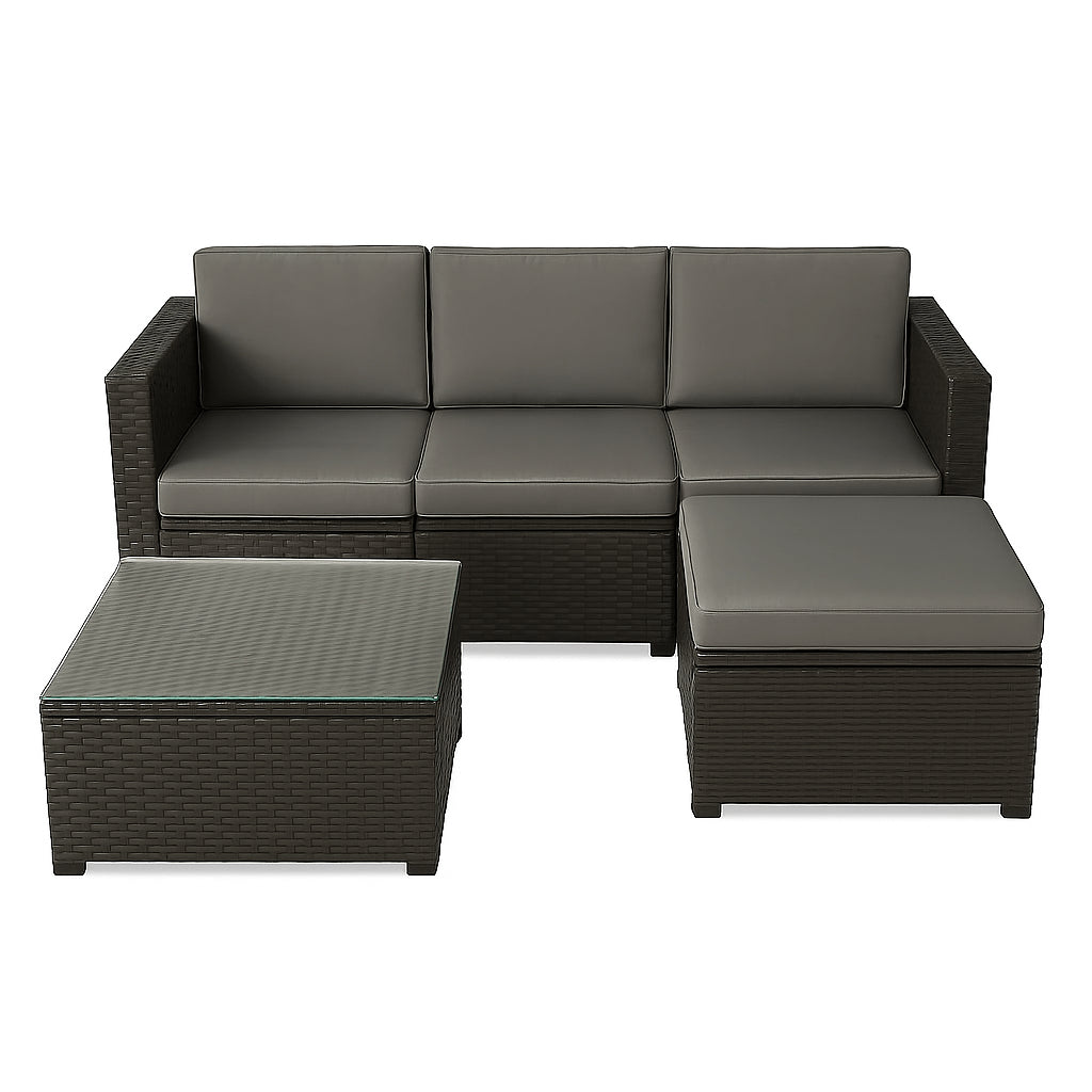 POHJOLA GARDEN Polyrottinkinen Ulkosohva EEVI, Musta / Harmaa