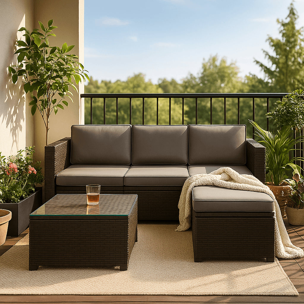 POHJOLA GARDEN Polyrottinkinen Ulkosohva EEVI, Musta / Harmaa