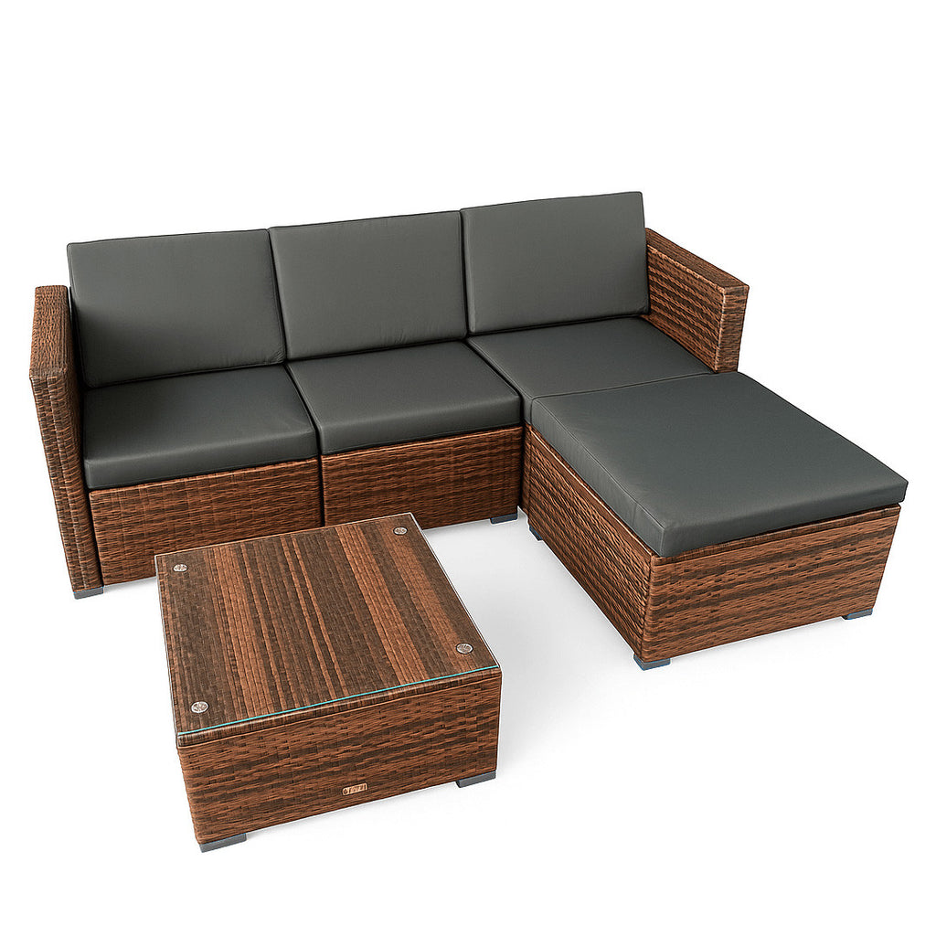 POHJOLA GARDEN Polyrottinkinen Ulkosohva EEVI, Ruskea / harmaa