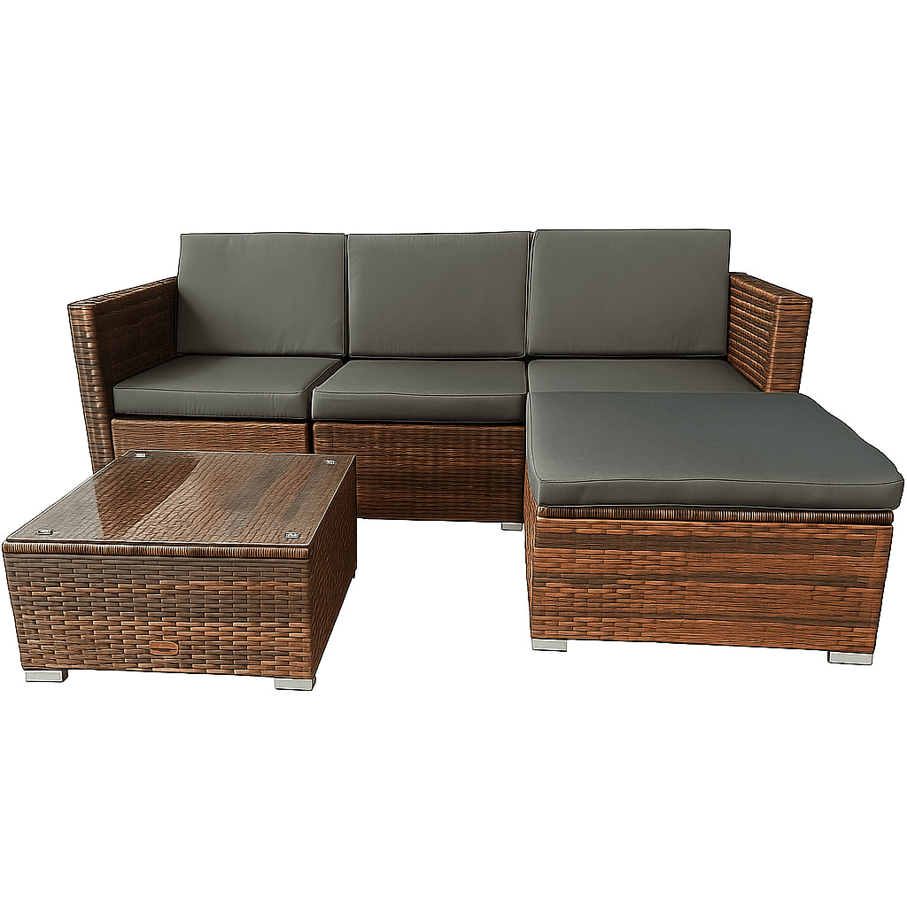 POHJOLA GARDEN Polyrottinkinen Ulkosohva EEVI, Ruskea / harmaa