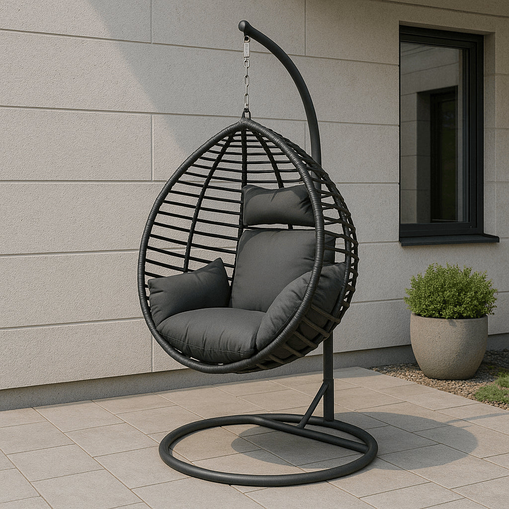 Pohjola Garden Riipputuoli / Korituoli Telineellä Bea, Musta / Harmaa