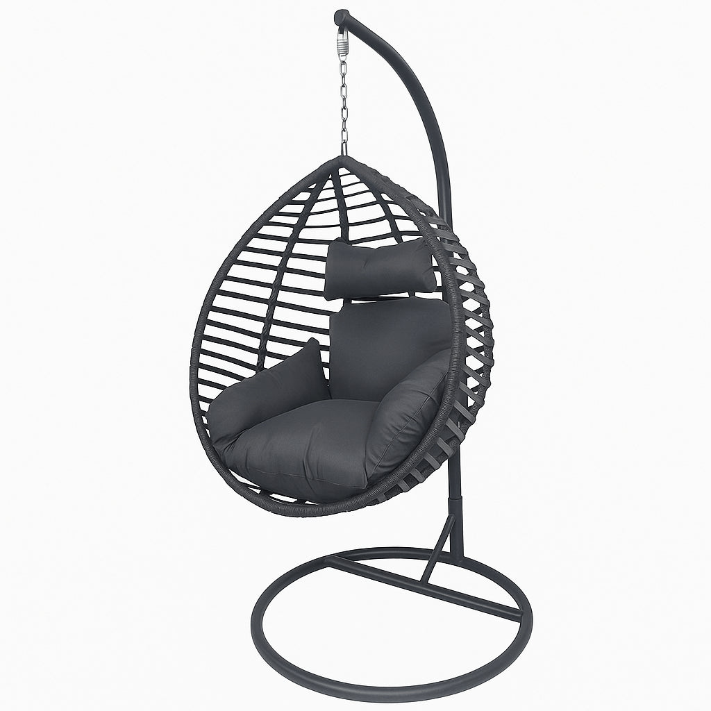 Pohjola Garden Riipputuoli / Korituoli Telineellä Bea, Musta / Harmaa