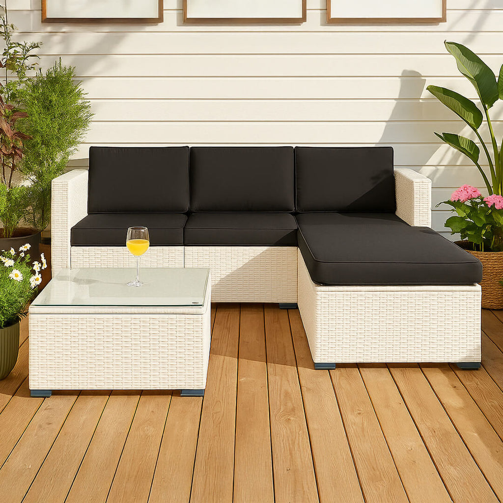 POHJOLA GARDEN Polyrottinkinen Ulkosohva EEVI, Valkoinen / harmaa