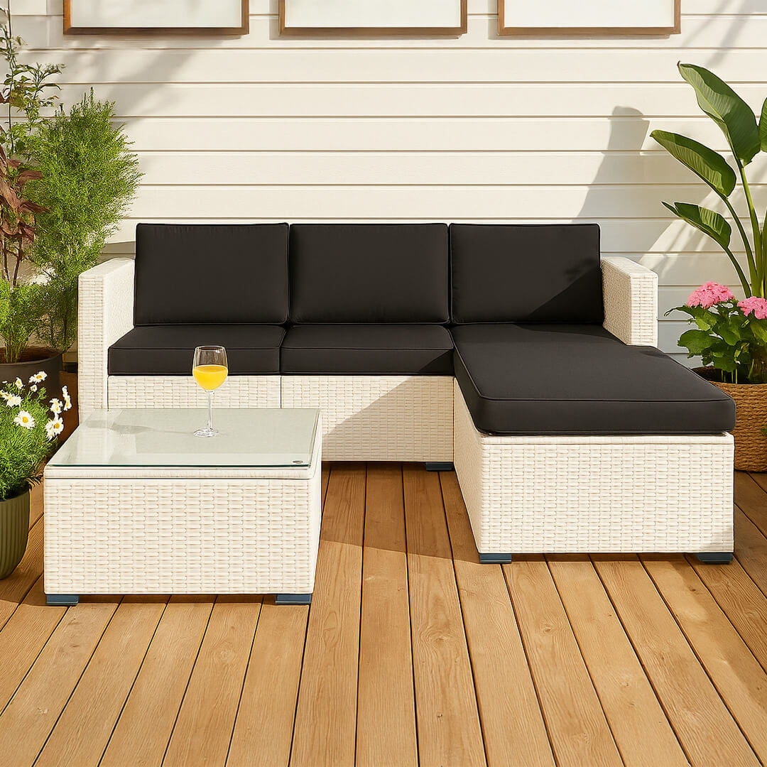 POHJOLA GARDEN Polyrottinkinen Ulkosohva EEVI, Valkoinen / harmaa