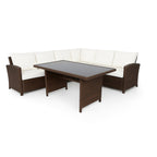 POHJOLA GARDEN Polyrottinki Ulkosohvaryhmä Pöydällä AAVA, Ruskea / beige