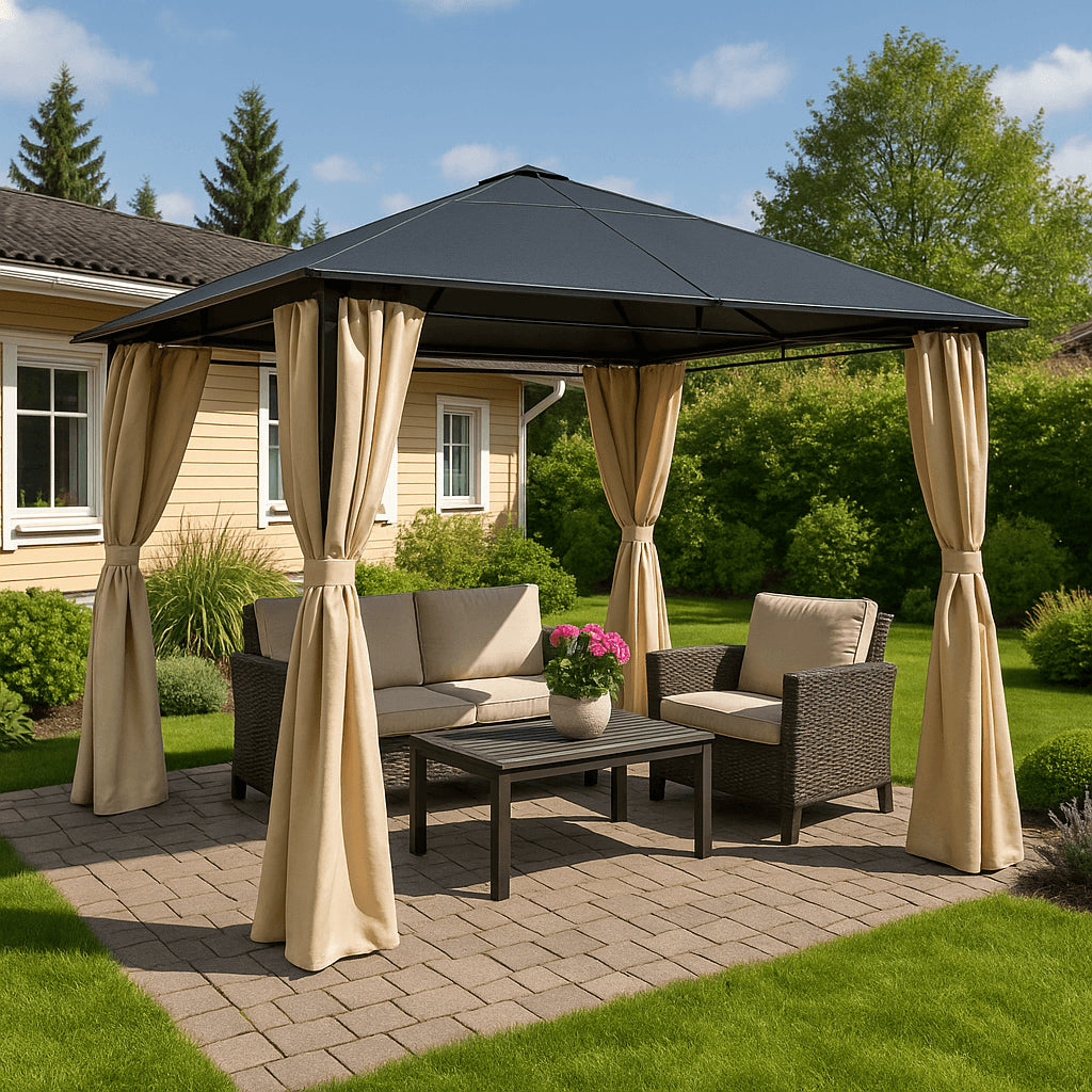 Pohjola Garden Paviljonki/Puutarhakatos 3x3m PC-katolla, Beige