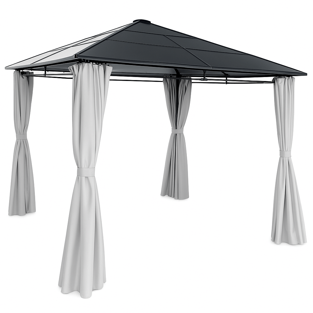 Pohjola Garden Paviljonki/Puutarhakatos 3x3m PC-katolla, Harmaa