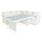 POHJOLA GARDEN Polyrottinki Ulkosohvaryhmä Pöydällä AAVA, Valkoinen / beige