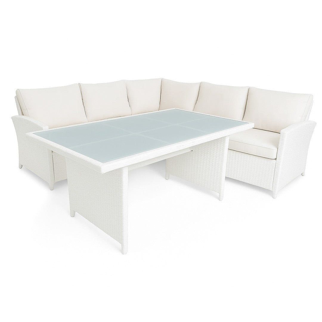 POHJOLA GARDEN Polyrottinki Ulkosohvaryhmä Pöydällä AAVA, Valkoinen / beige