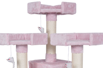 Kattklösbräda 170 cm – 2 grottor, 3 nivåer, rosa