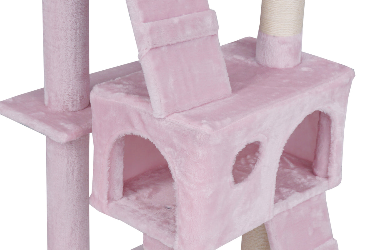Kattklösbräda 170 cm – 2 grottor, 3 nivåer, rosa