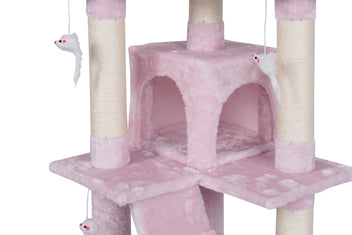 Kattklösbräda 170 cm – 2 grottor, 3 nivåer, rosa