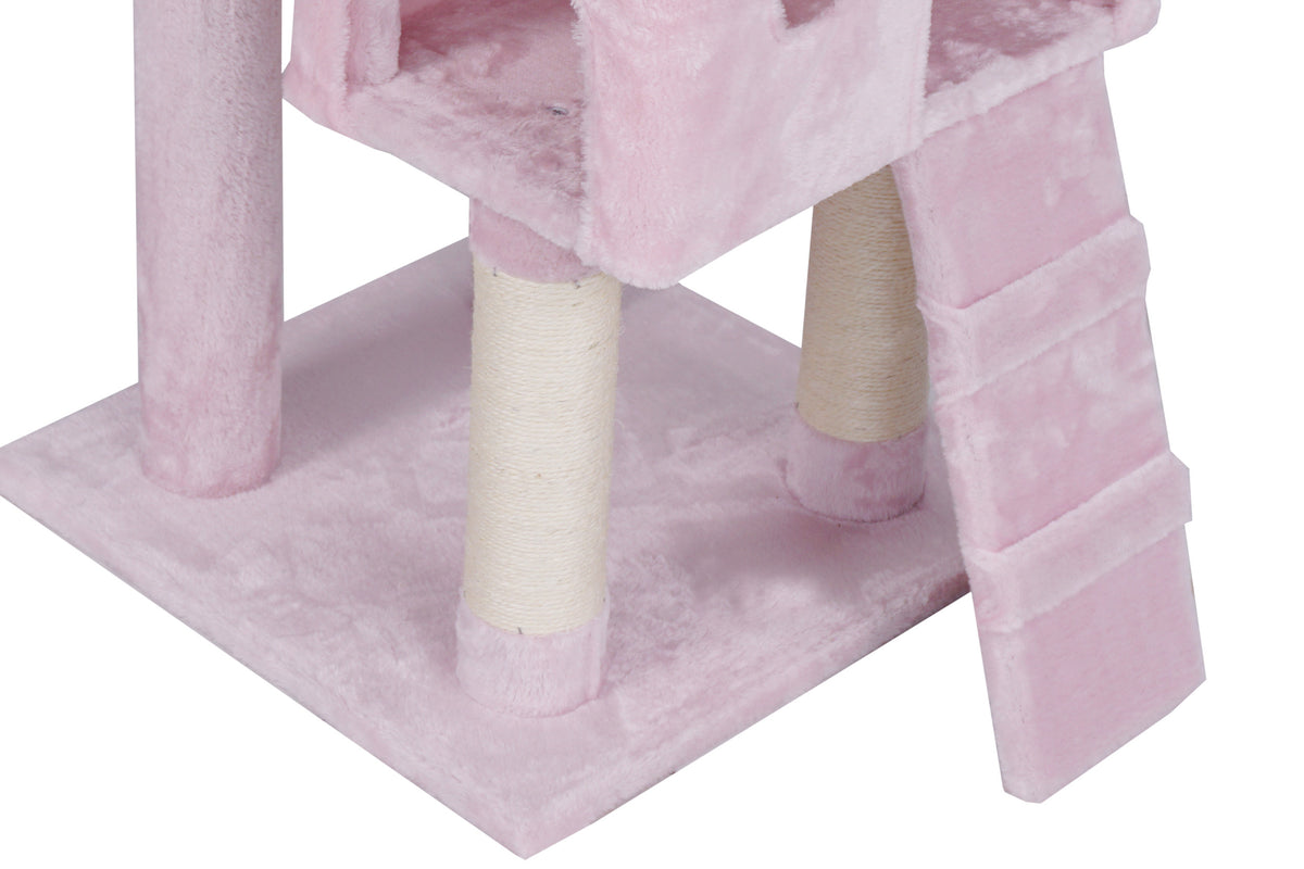Kattklösbräda 170 cm – 2 grottor, 3 nivåer, rosa
