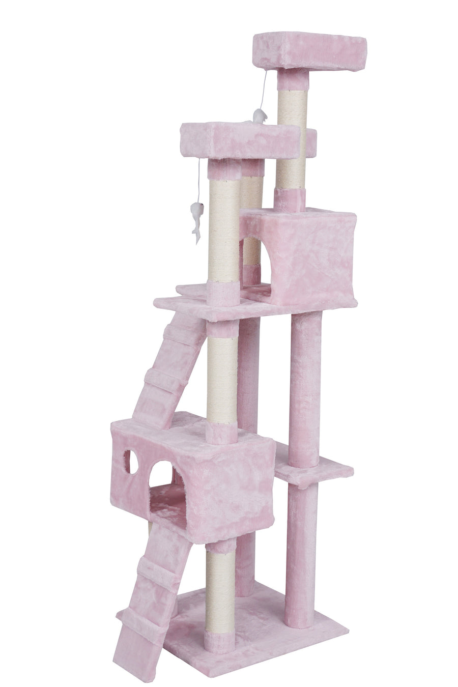 Kissan raapimispuu 170 cm – 2 luolaa, 3 tasoa, pinkki