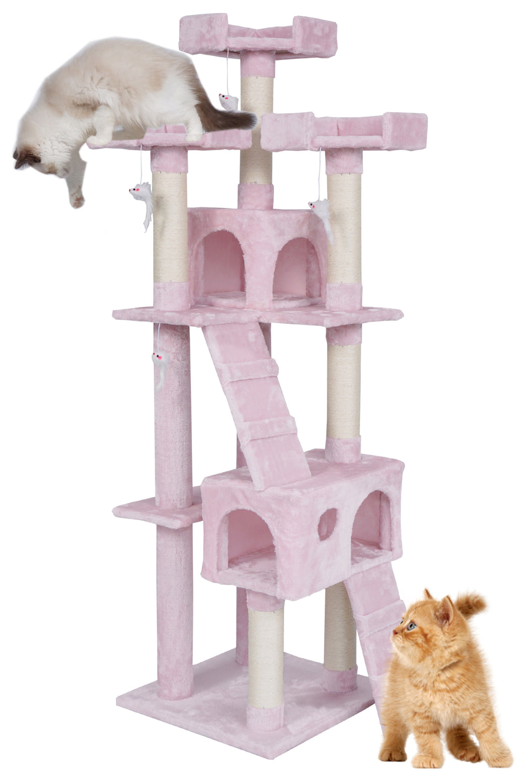POHJOLAN LEMMIKKITARVIKE Kissan kiipeily-/raapimispuu 170 cm, Pinkki