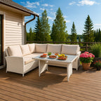 POHJOLA GARDEN Polyrottinki Ulkosohvaryhmä Pöydällä AAVA, Valkoinen / beige