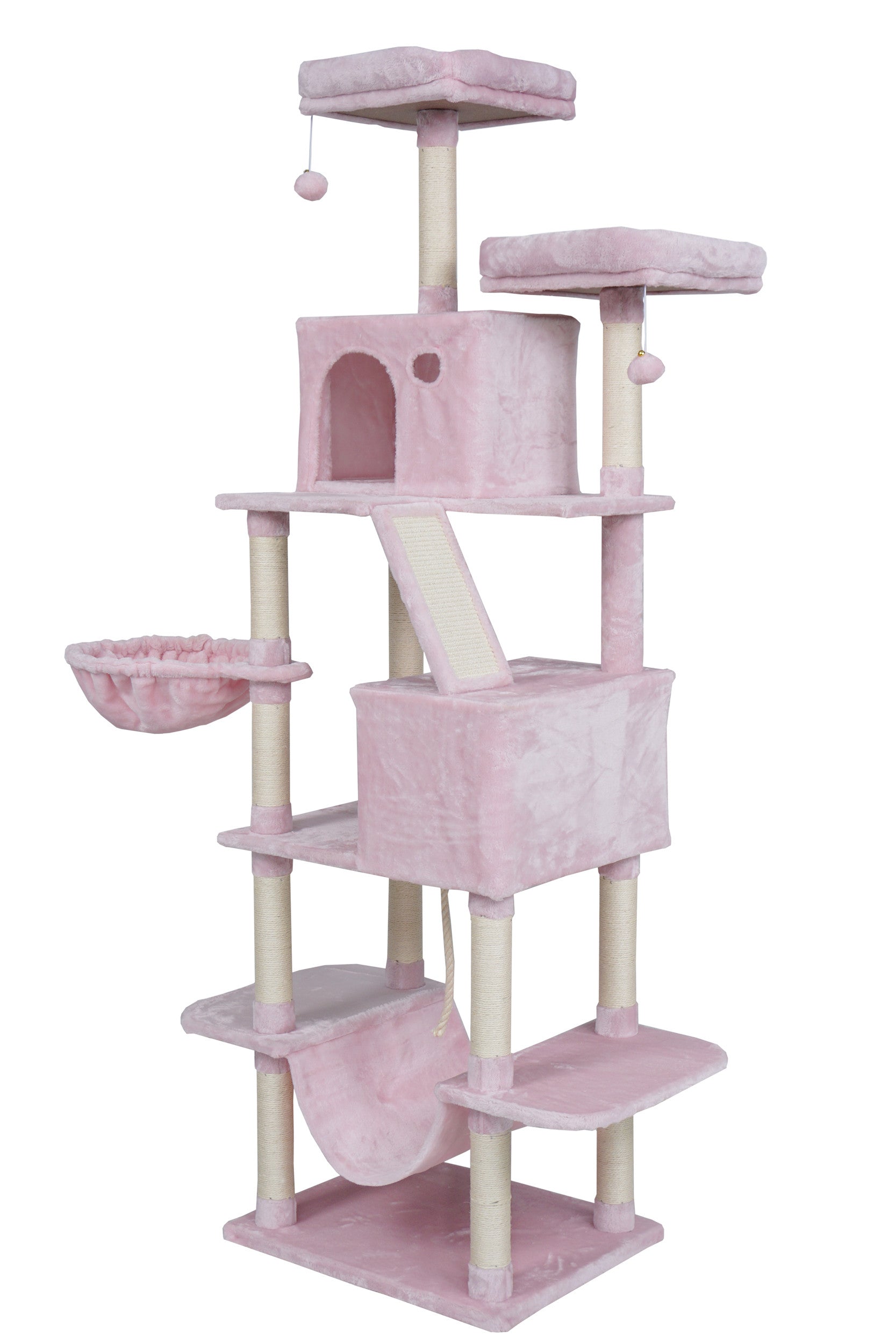 POHJOLAN LEMMIKKITARVIKE Kissojen raapimis-/kiipeilypuu 206 cm, Pinkki