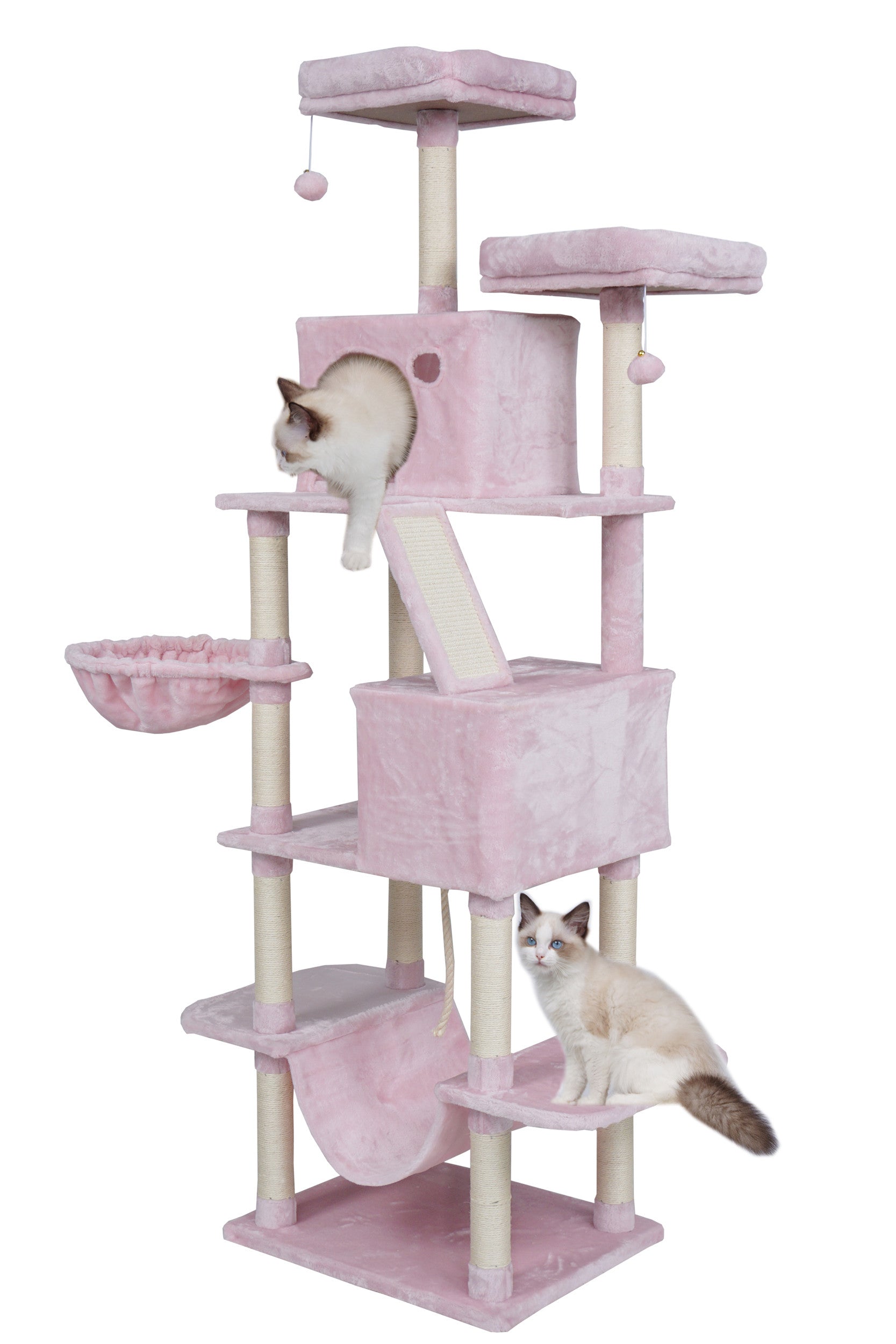 POHJOLAN LEMMIKKITARVIKE Kissojen raapimis-/kiipeilypuu 206 cm, Pinkki