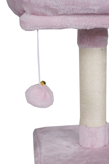 Kissan raapimispuu 143 cm – sisalpylväät, koppi, pinkki