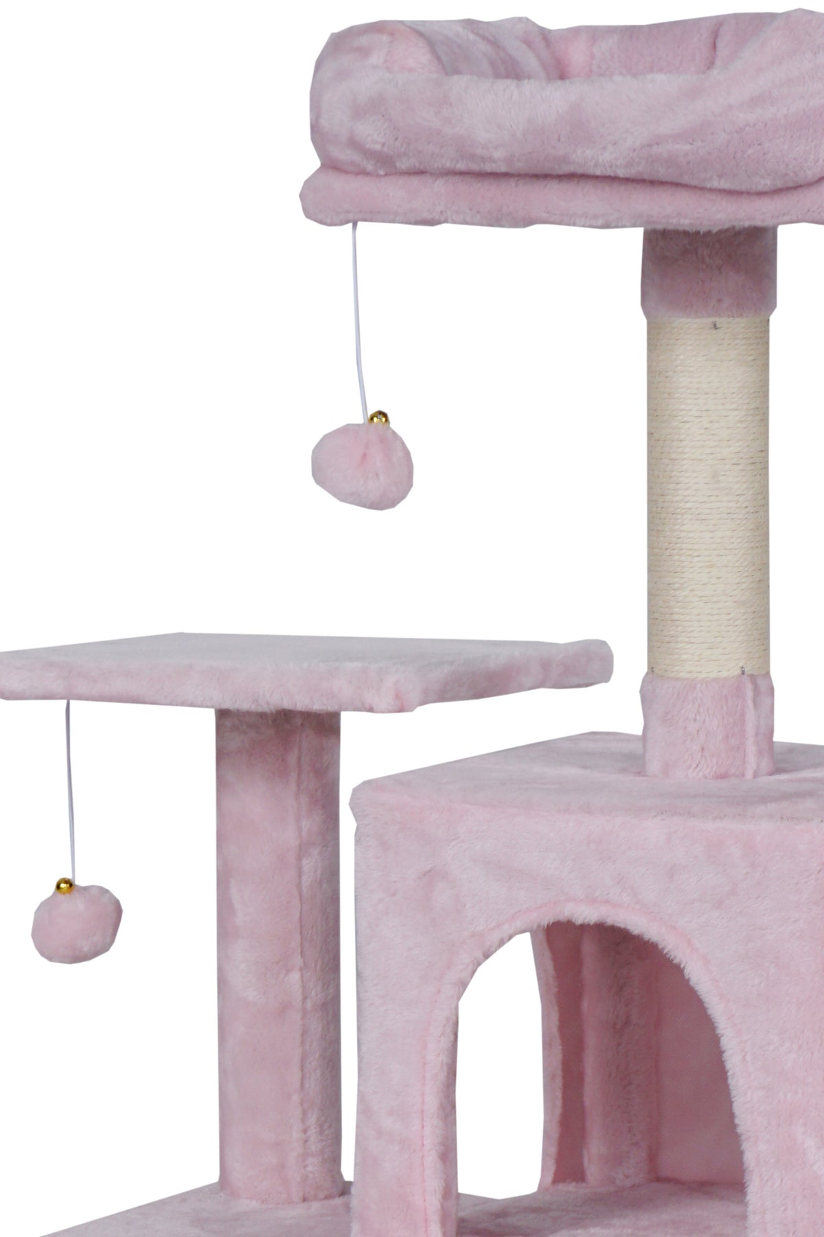 Kissan raapimispuu 143 cm – sisalpylväät, koppi, pinkki