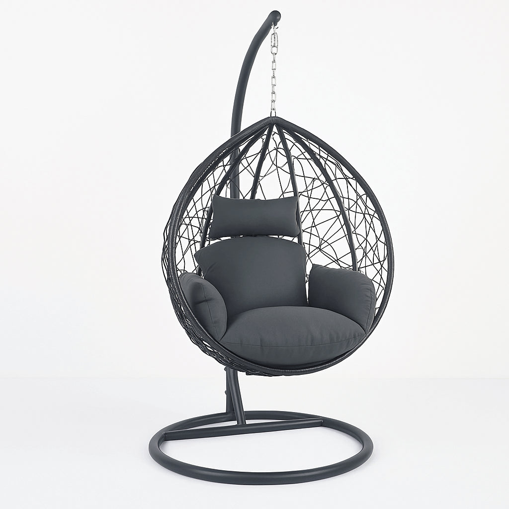 Pohjola Garden Riipputuoli / Korituoli Telineellä Aliisa, Musta / Harmaa