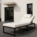 POHJOLA GARDEN Aurinkotuoli Säädettävällä Selkänojalla 200 cm, Musta/Beige, ILONA