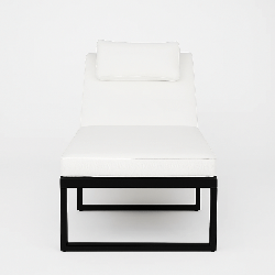 Solstol 200 cm – justerbart ryggstöd, 10 cm stoppning, stålram, svart/beige