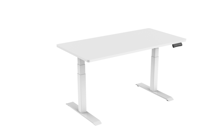 Elektriskt skrivbord 120 x 60 cm – höjdjustering 58–123 cm, 125 kg, vitt