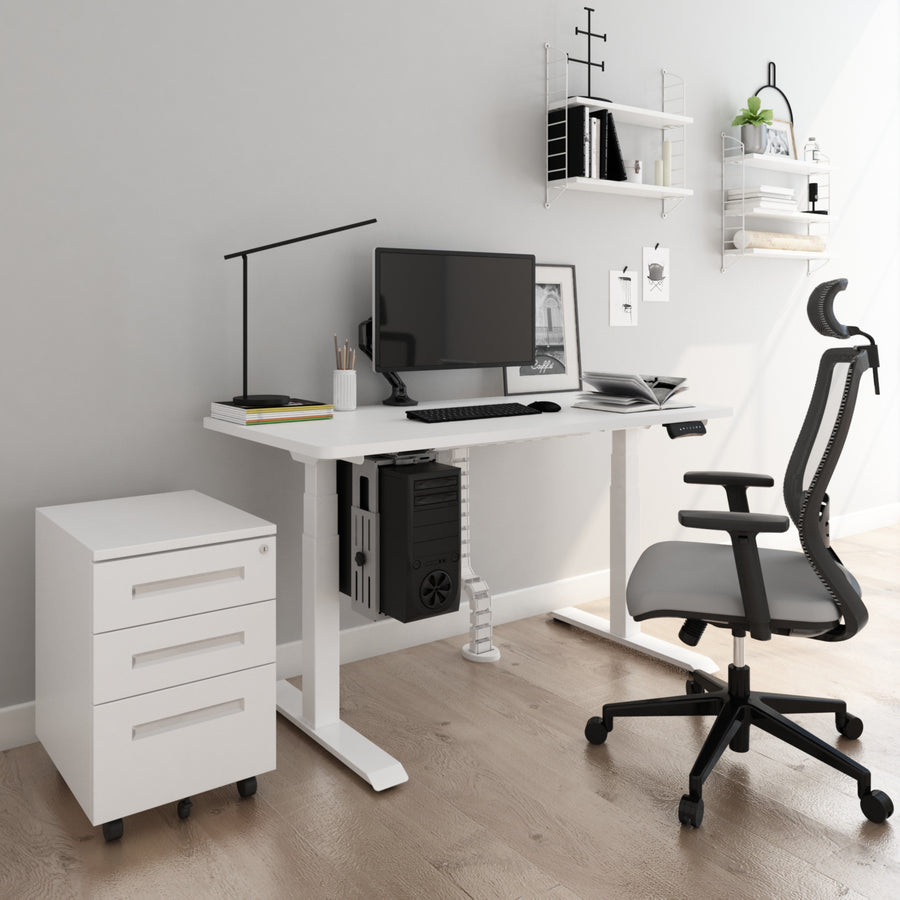 Elektriskt skrivbord 120 x 60 cm – höjdjustering 58–123 cm, 125 kg, vitt