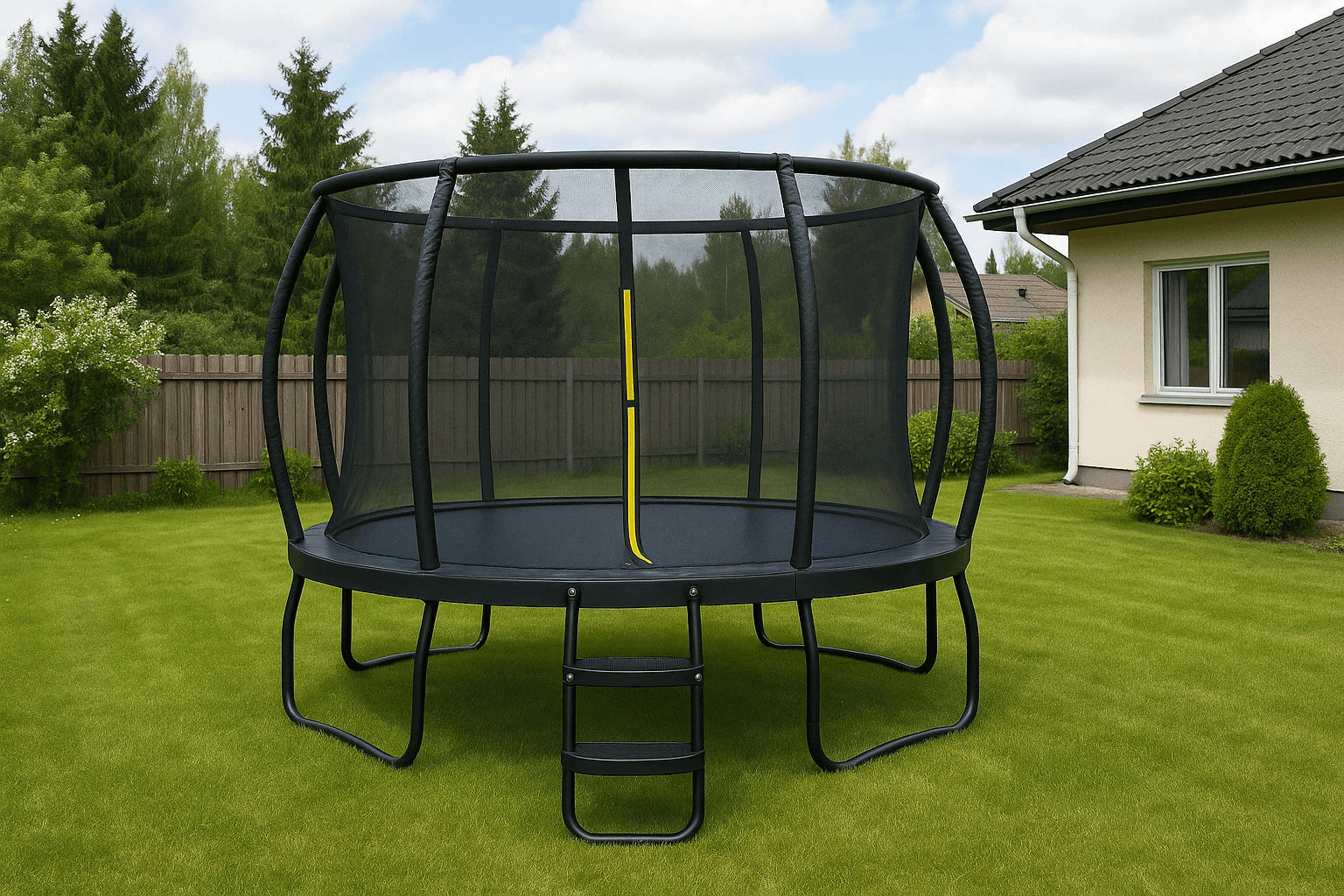 POHJOLAPULSE SPORTS LUXUS Trampoliini Ø 457cm Turvaverkolla, Musta