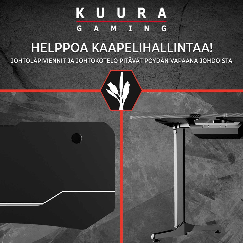 KUURA GAMING PELIPÖYTÄ RGB 159X75 CM