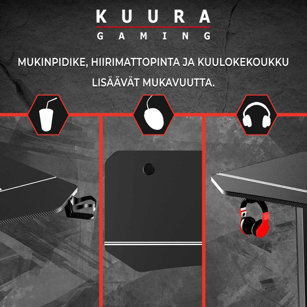 KUURA GAMING PELIPÖYTÄ RGB 159X75 CM